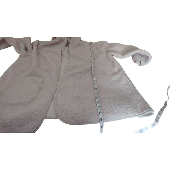 Joie Women's 2X Open-Front Sherpa Hooded Cardigan Jacket Pockets Cream Cozy Warm - Picture 12 of 12